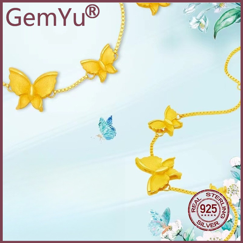 GemYuKalung Emas Pasir Emas Kupu-Kupu Seri Fashion Kupu-Kupu Gelang Kalung Wanita