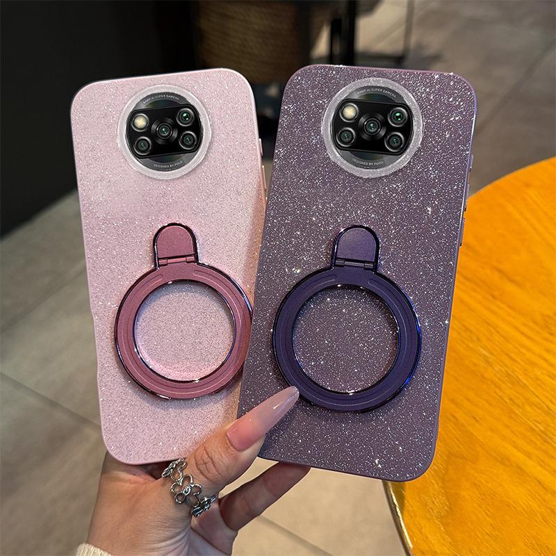 Soft Silikon Casing Hp Untuk Poco X3 NFC Case Untuk Xiaomi PocoX3 NFC Softcase Glitter Dengan Magnet