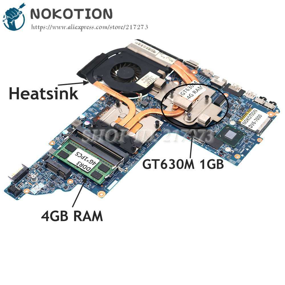 NOKOTION Laptop Motherboard For HP Pavilion DV6 DV6-7000 682168-001 682170-001 HM77 DDR3 GT630M 1GB+