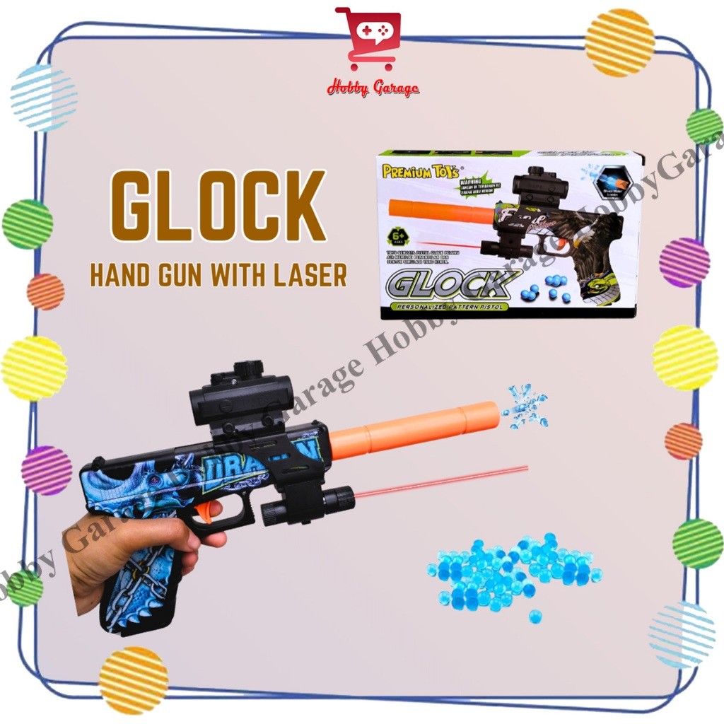 SUMERKAN Premium Toys Mainan Tembakan Anak Handgun Watergel Glock Water Gel Laser Infrared