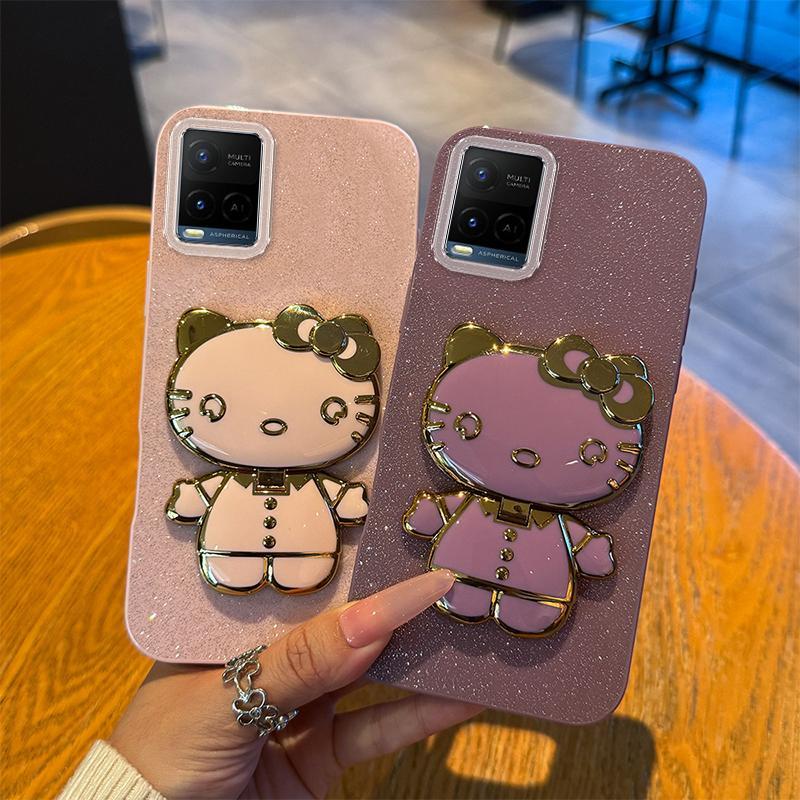 Soft Silikon Case Untuk Hp VIVO Y33t VIVOY33t V2109 Casing Softcase Glitter Dengan Cermin Bracket Ce