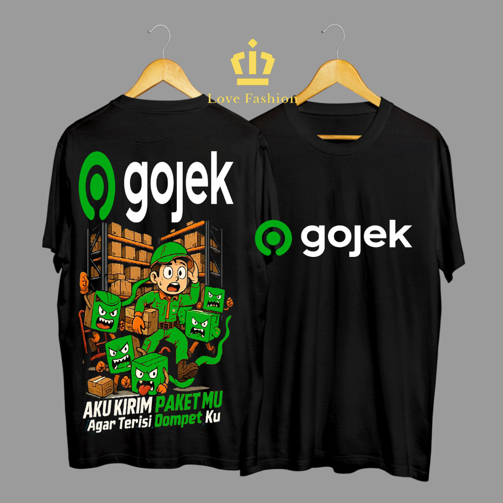 Kaos Tshirt Baju Distro Gojek Go-Ride Go-Food Aku Kirim Paketmu Agar Terisi Dompetku Premium Terbaru