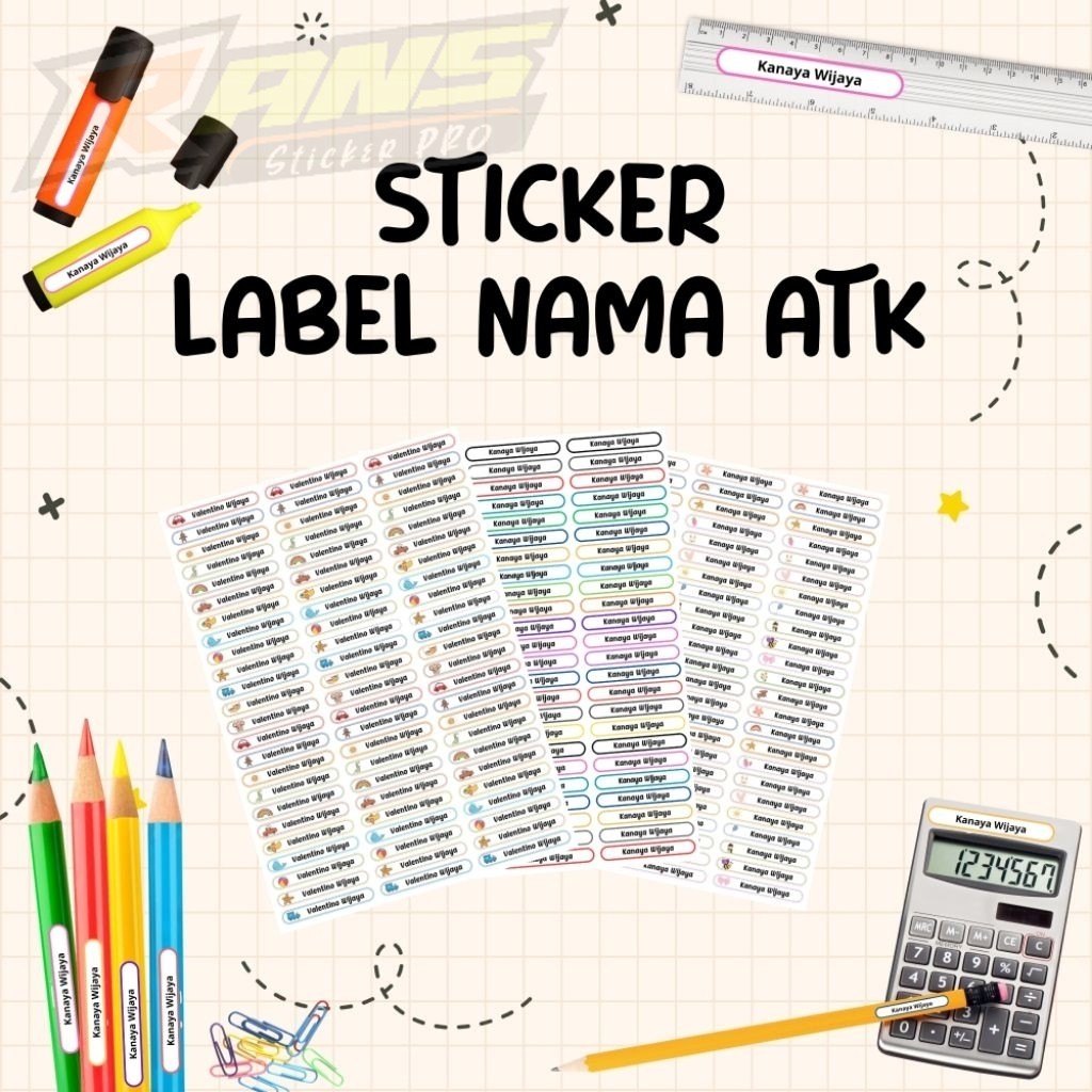Sticker Nama Label Pensil ATK