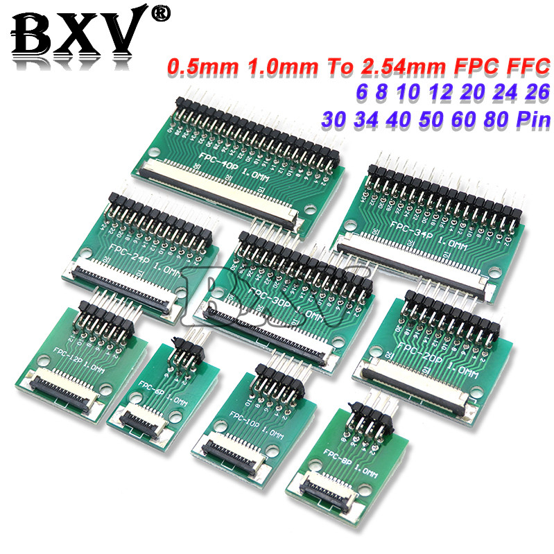 0.5mm 1.0mm To 2.54mm FPC FFC 6 8 10 12 20 24 26 30 34 40 50 60 80 Pin Adapter Board Connector Strai