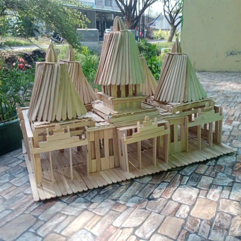 miniatur masjid Baiturrahman Aceh dari stik es krim