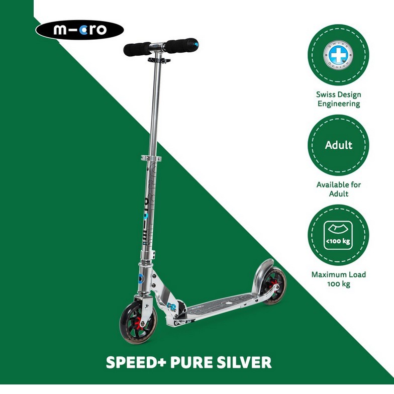 SPESIAL PROMO SALE Micro Scooter Speed Plus Pure Silver Skuter Otopet Anak dan Dewasa