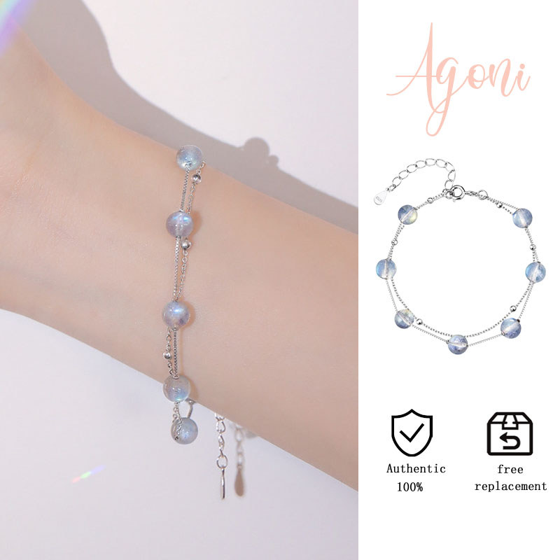 Gelang Batu Bulan Dua Lapis Minimalis Mewah