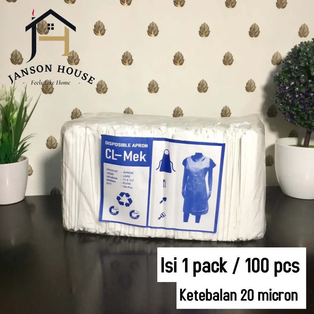 Apron Celemek Plastik LDPE / Apron Medis APD Disposable Sekali Pakai 1 Pack