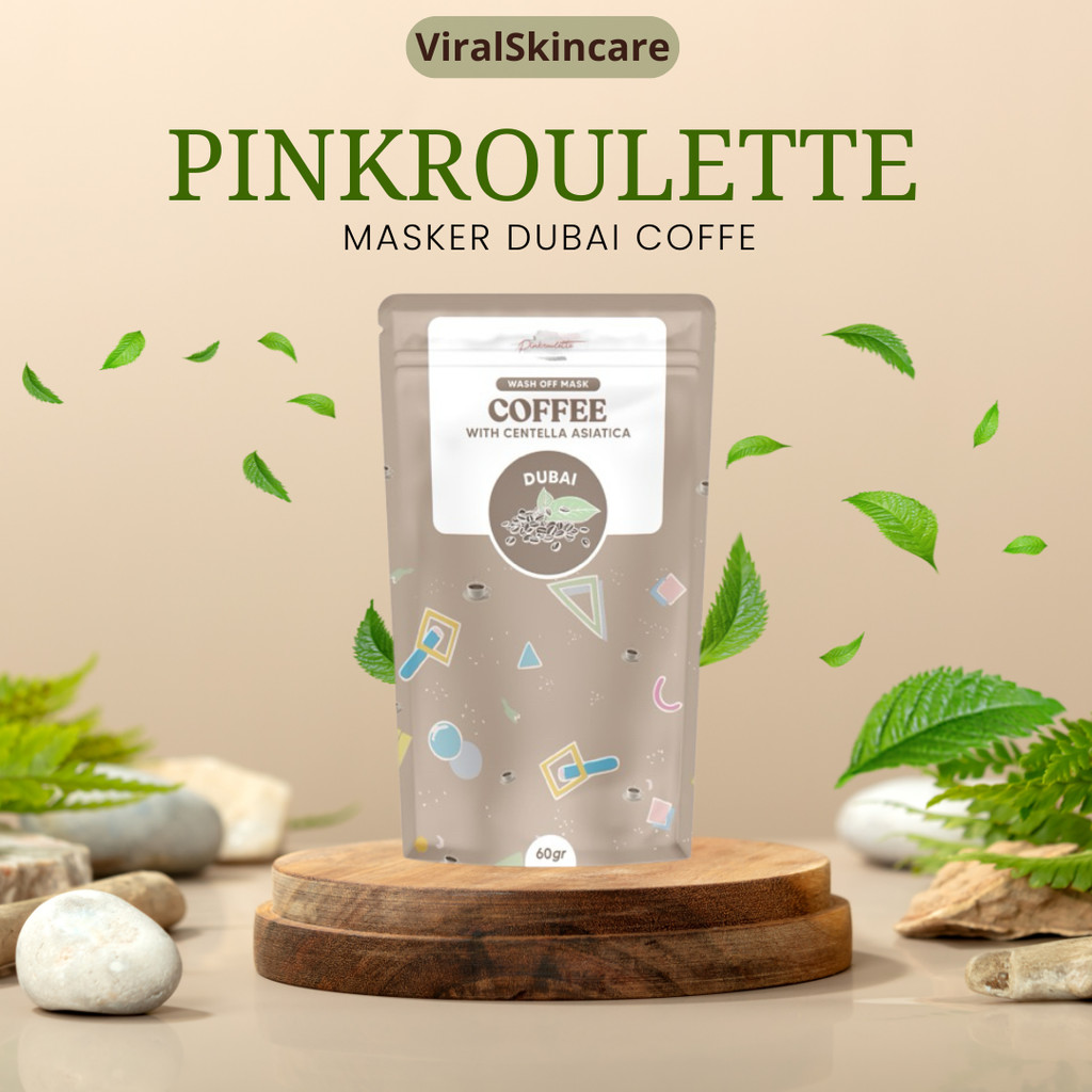 Masker Dubai Coffee 60gr by PinkRoulette - Masker Wajah Organic Mencerahkan, Menghilangkan Flek Hita
