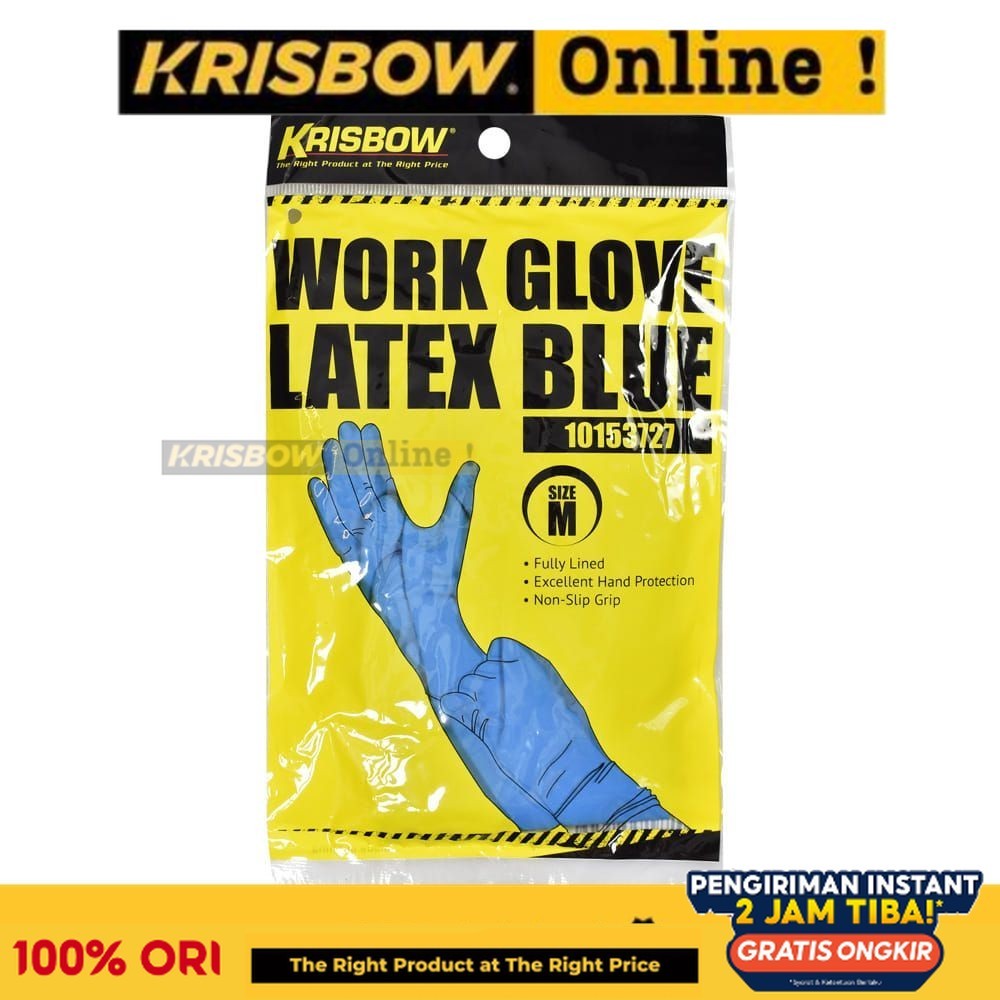 Krisbow Work Glove Sarung Tangan Karet Sekali Paket Latex Ukuran M - Biru