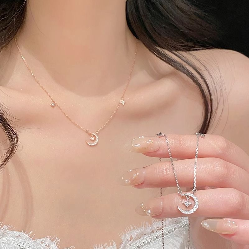 [COD] 925 Sterling Silver Moon Kalung Perak Wanita Luxury Light