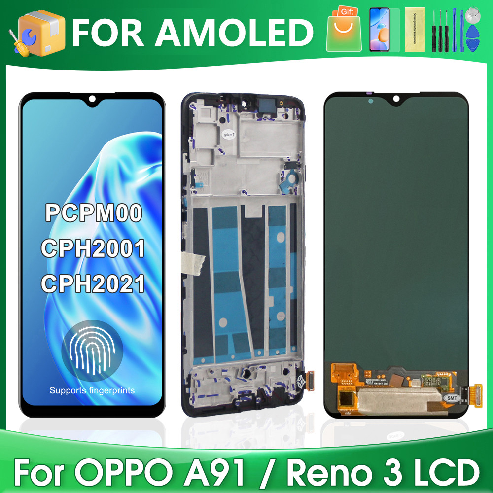 For OPPO A91 For AMOLED OPPO Reno3 4G CPH2043 PCPM00 CPH2001 CPH2021 LCD Display Touch Screen Digiti