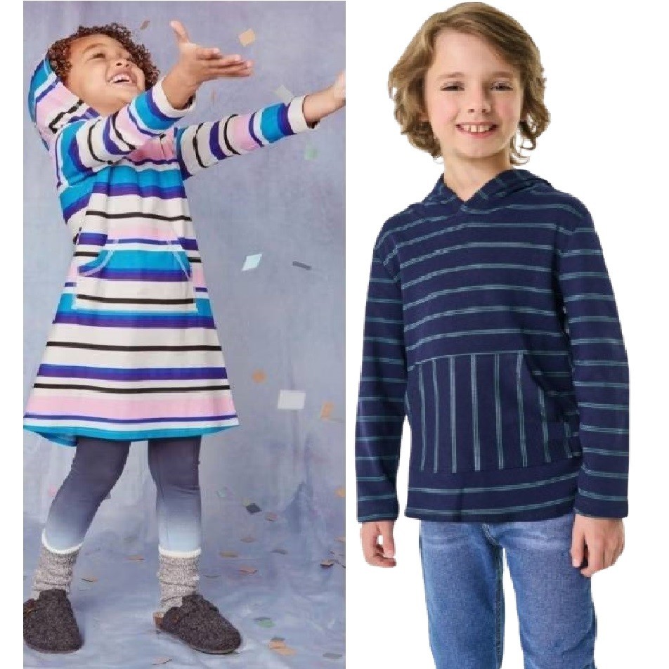 Pabrik branded T3@ top hoodie kids 2 7 10 12 14 years tahun biru putih pink ungu printed stripe katu