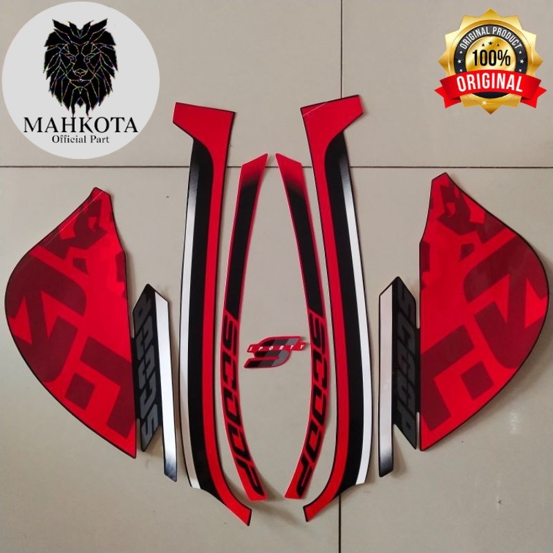 Original Asli Striping Stiker Polet list motor Original Asli  motor honda scoopy 2021 merah list bod