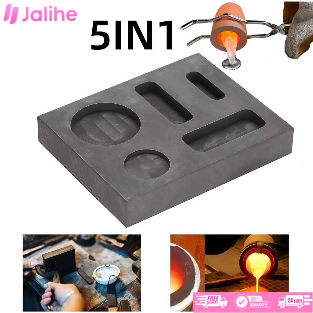 Graphite Ingot Mould 5 In 1 Cetakan Ingot Grafit High Density Emas Silver Aluminium Kaca Bulat Koin