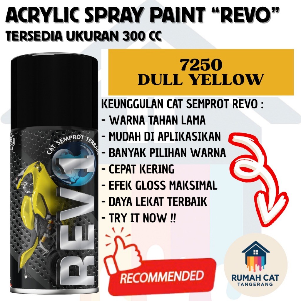 Cat Semprot Acrylic Revo Dull Yellow / Kuning Doff 7250 – PILOK PILOX AKRILIK