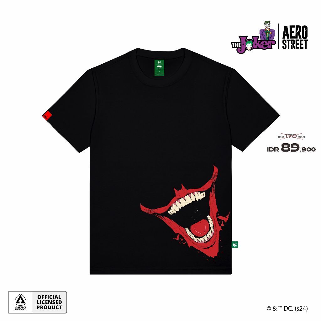 ORI Aerostreet T Shirt The Joker Smile Hitam Kaos AACAA