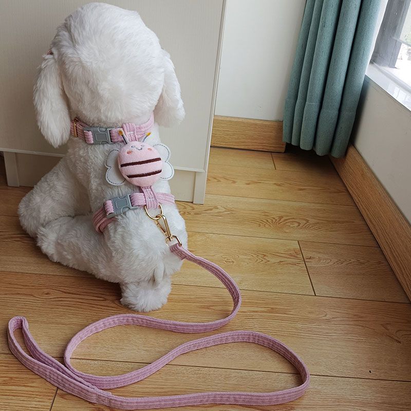 [Pet Wardrobe]Tali anjing model rompi tali kekang anjing kecil tali kucing model lucu kerah warna