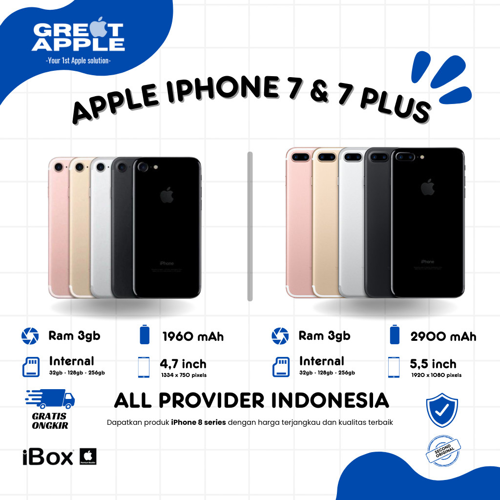 IPHONE 7 / IP 7 PLUS 32GB 128GB 256GB Second BEKAS | MULUS NORMAL FULLSET