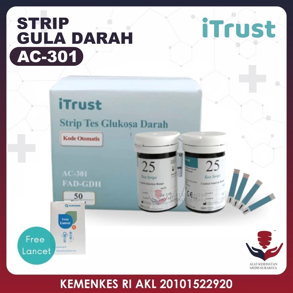 iTrust AC-301 Strip Glucose Meter Alat Test Tes Cek Gula Darah Digital Tes Gula Darah Akurasi Tinggi