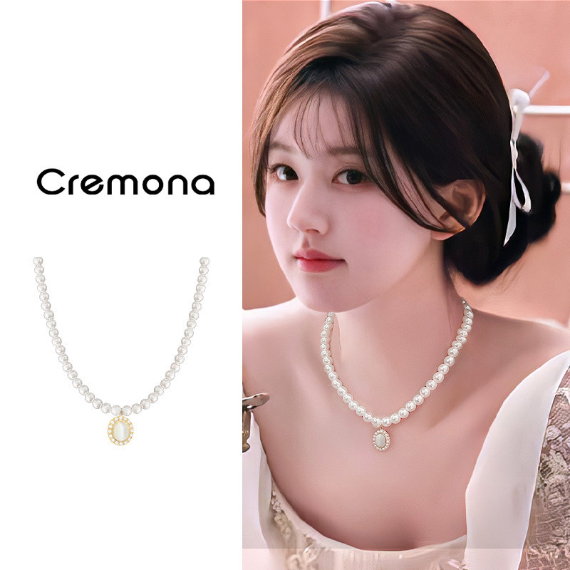 CREMONA COD Kalung Pearl Wanita French Elegan Mewah Choker Kalung Leher