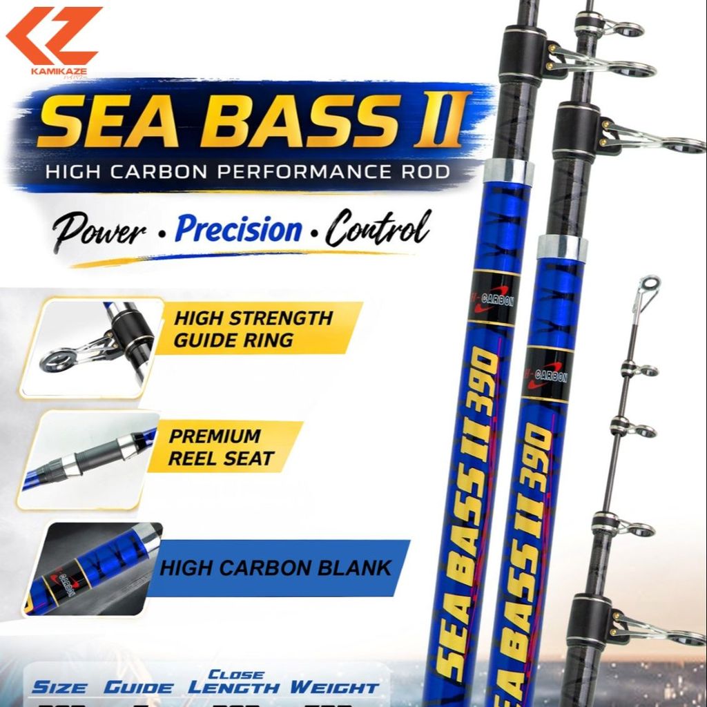 KAMIKAZE Joran Pancing Surf Casting KAMIKAZE SEA BASS II 390 - 450 cm Hi-Modulus Carbon  Blank X Wra