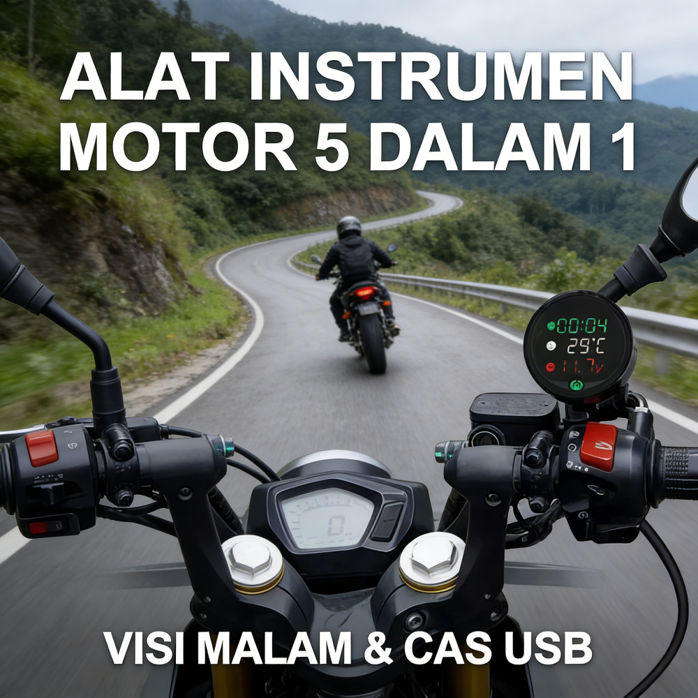 Charger Aki Suhu Instrument 5 in 1 Night Vision Motor Night Vision Sepeda Voltmeter / Motorcycle