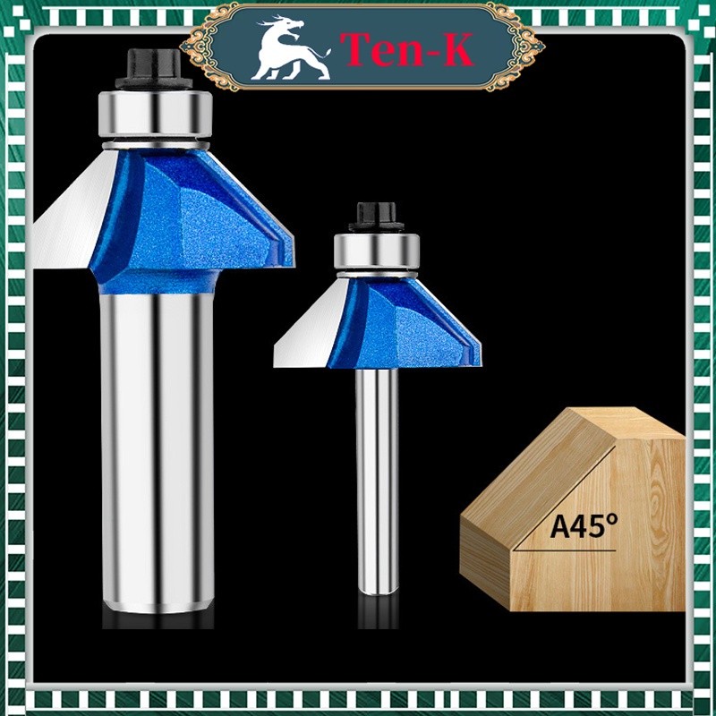 1/4" Mata Profil Kayu 6mm 45° Chamfer/Mata Router Profil Kayu V 45 Derajat/Mata Router Kayu /Mata Ro