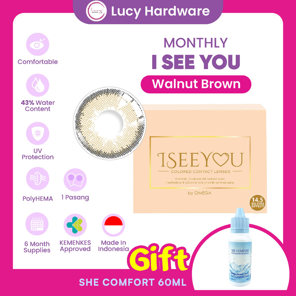 CLEARANCE SALE I See You Walnut Brown Bulanan Softlens Warna