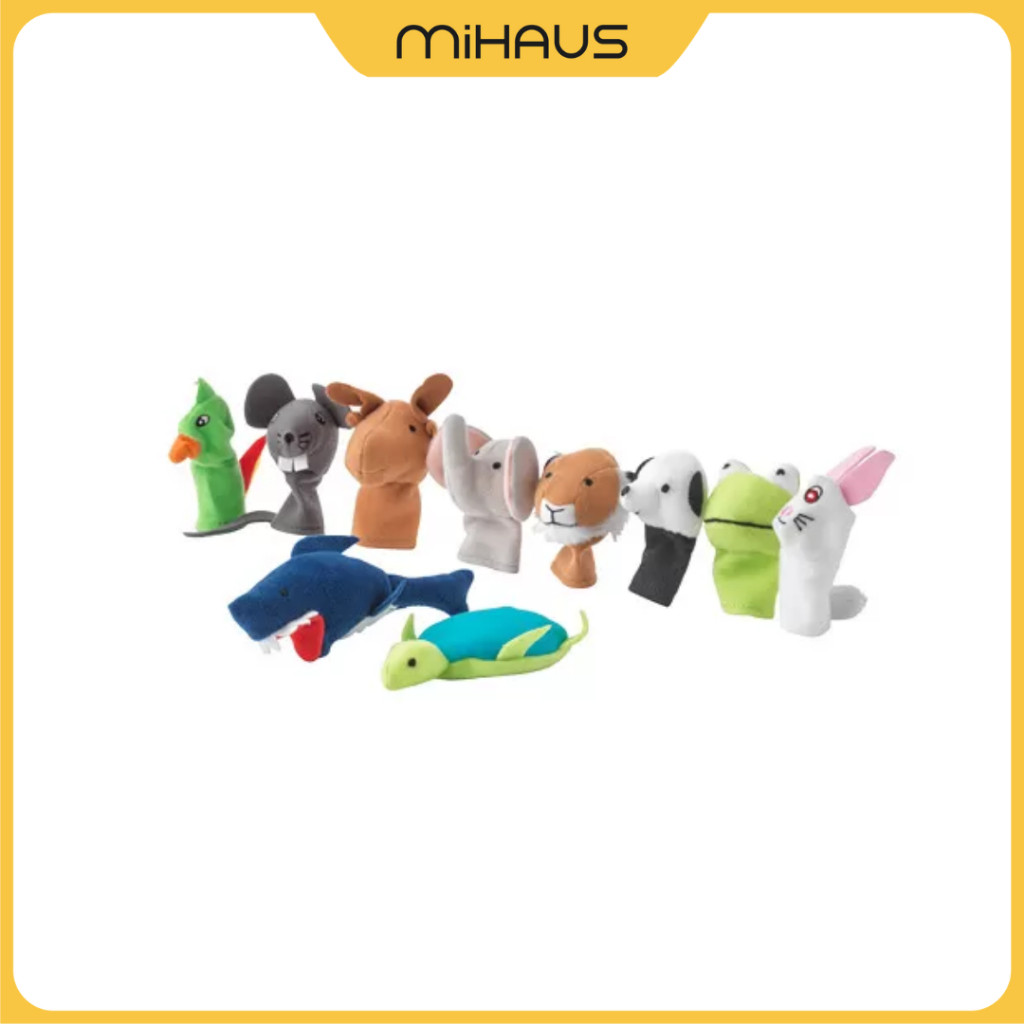 IKEA PRODUK BARU MIHAUS TITTA DJUR Boneka jari  motif binatang set isi 10 pcs