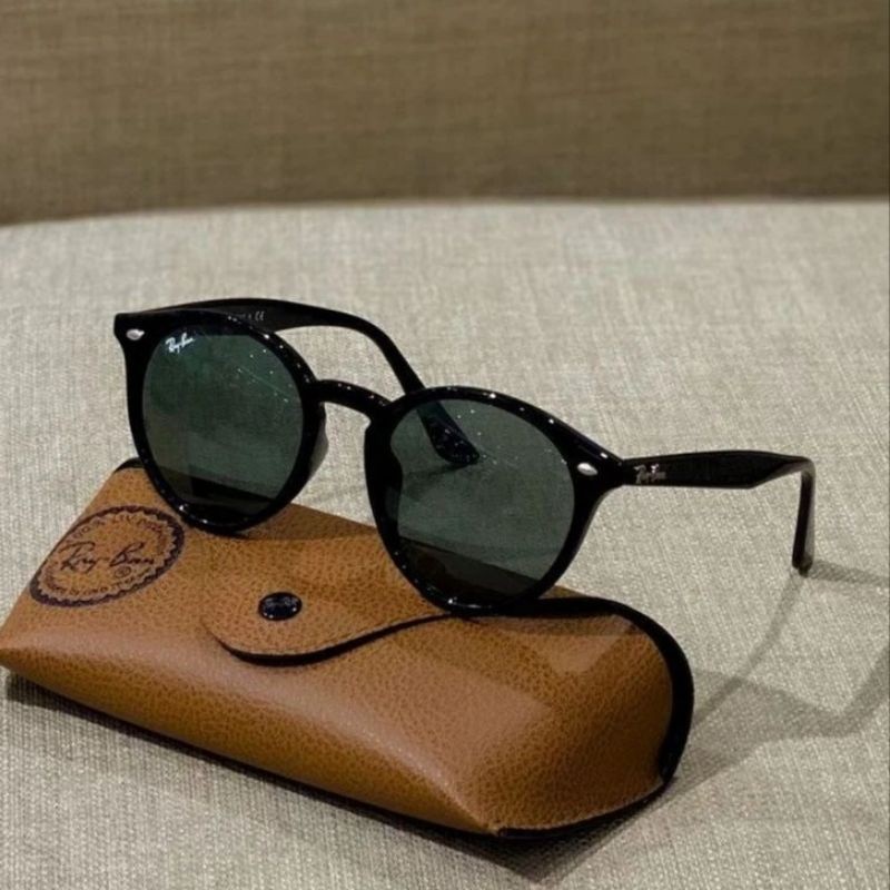 Kacamata Hitam RAYBAN ROUND RB2180 Black Glossy