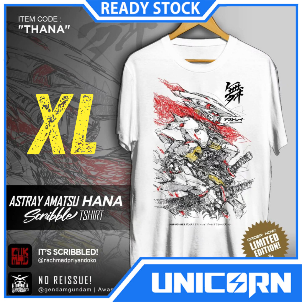 T-Shirt Astray Amatsu Hana Scribble White - Size XL / Kaos Astray Amatsu Hana Scribble Putih Gendam 