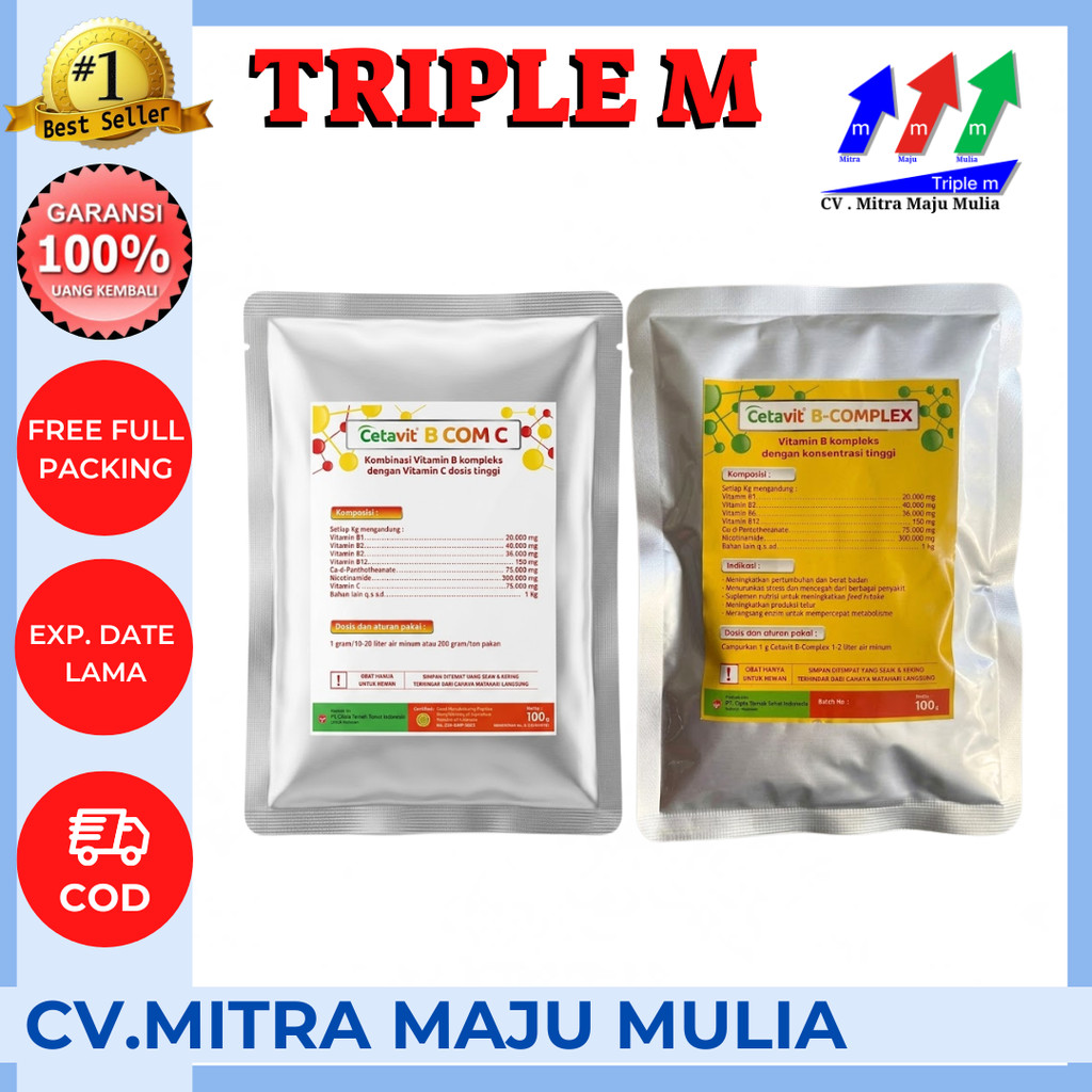 CETAVIT B COMPLEX UNGGAS 100 GRAM - Vitamin B Complex untuk Meningkatka Nafsu Makan Unggas Ayam Bebe