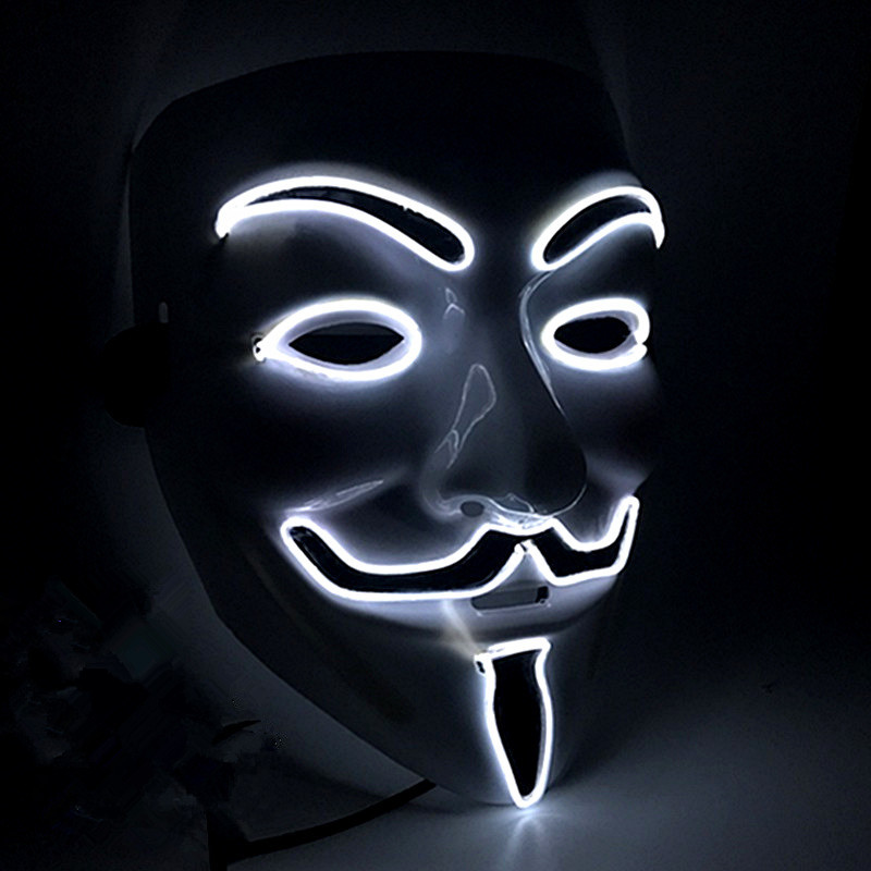 Halloween Mask Vendetta EL Wire Mask Flashing Cosplay LED neon Costume Anonymous Mask for Glowing ce