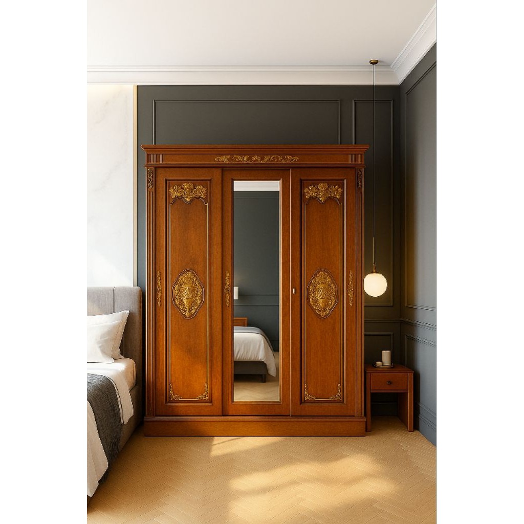 Lemari Pakaian Sliding 3 Pintu Jati Lemari Sleding Pintu 3