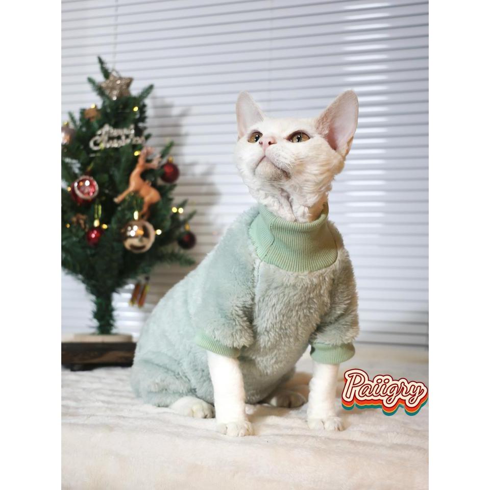 Winter cat plush high-elastic thickened belly-protecting four-legged suit, hairless cat clothing, Sp
