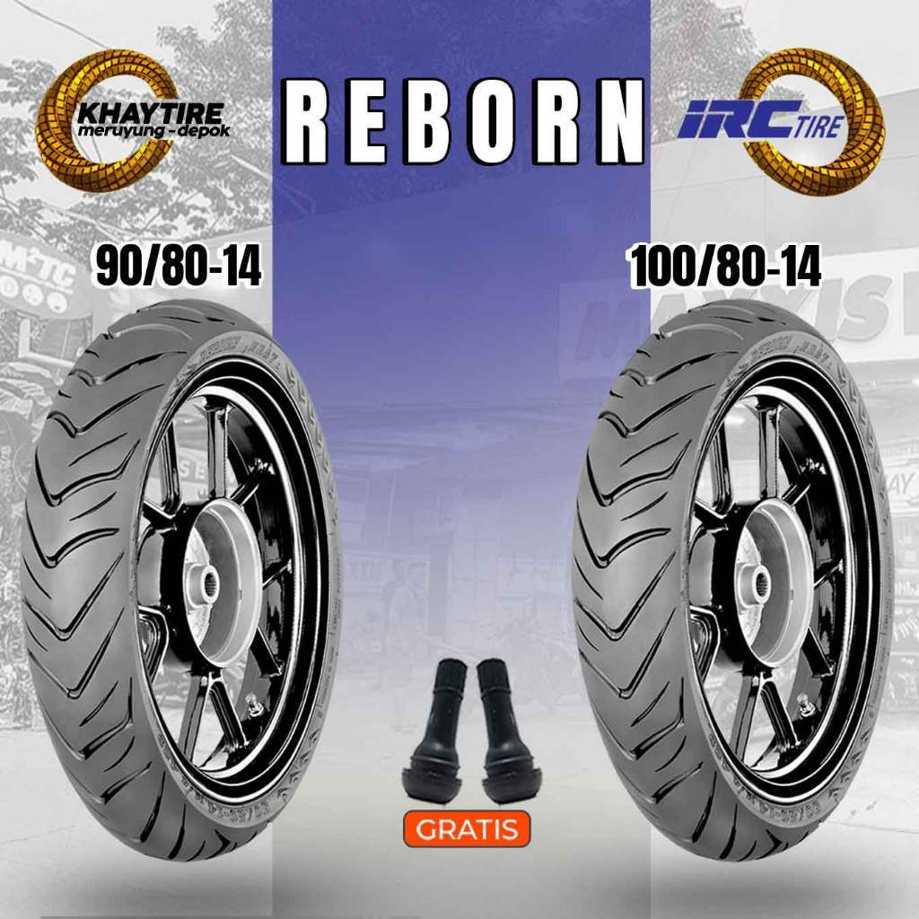 Paket Ban Motor Matic IRC REBORN 90/80-14 + 100/80-14 Tubeless