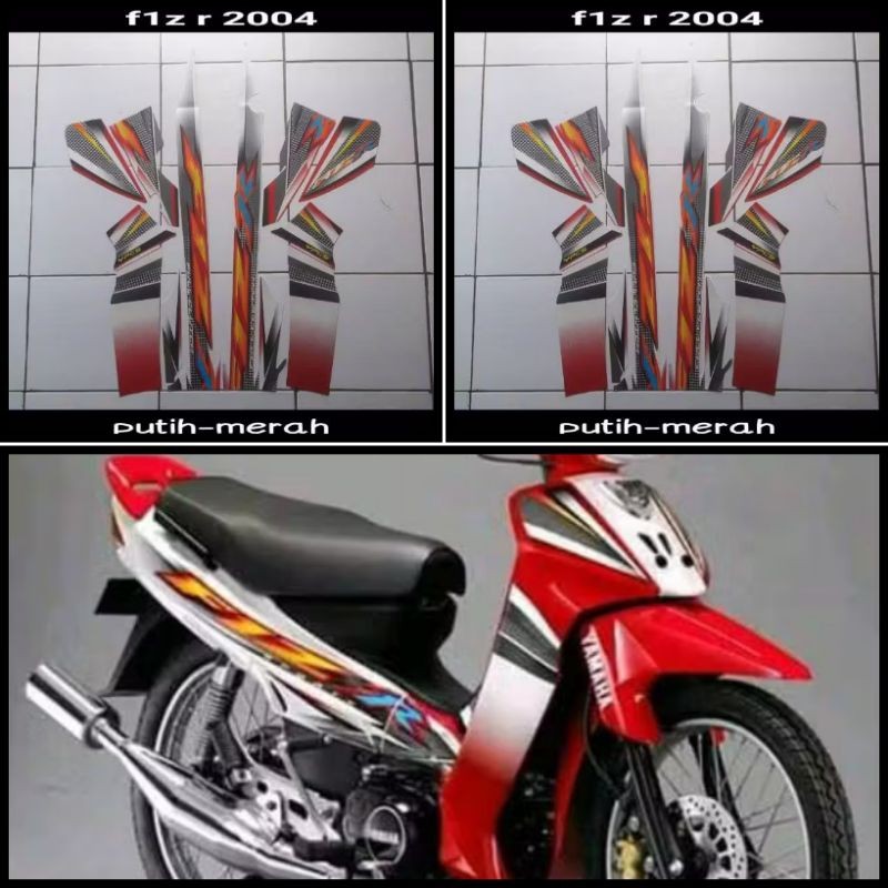 STIKER STRIPING LIS LES POLET PLAT PLISIR BODY MOTOR YAMAHA F1ZR FIZR 2004 FULL CLUTCH PUTIH MERAH