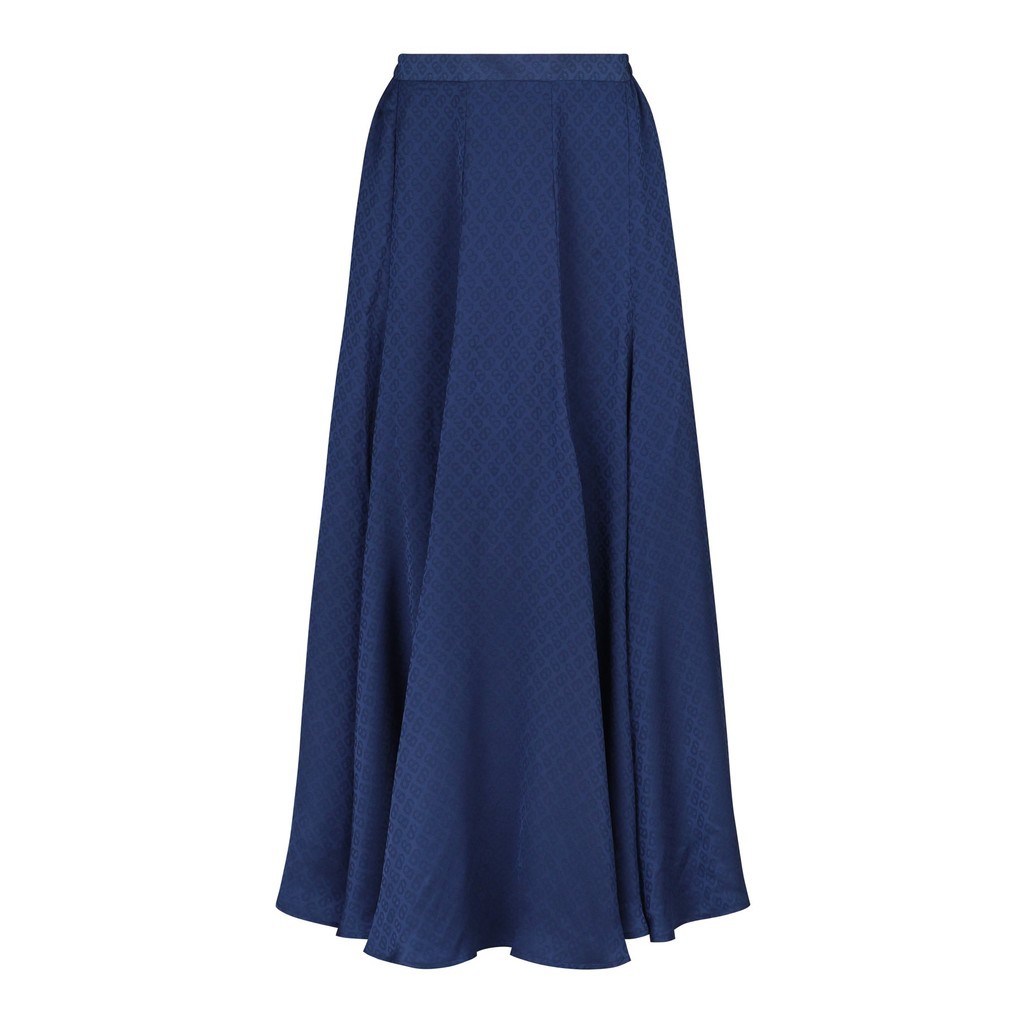 Buttonscarves Monogram Satin Skirt - Navy