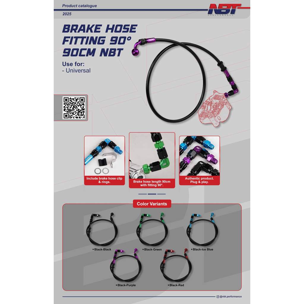 Brake Hose Fitting Selang Rem Fitting 90 Derajat 90cm Universal NBT