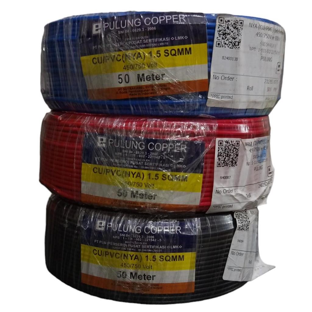 Kabel NYA 1 x 1,5 Pulung Copper 50 Meter