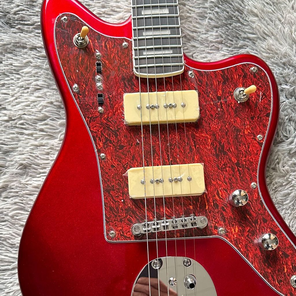 Free Shipping  Red Jazzmaster Electric Guitar 6 String HH P90 Custom Solid Wood Free Ship