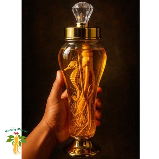 Sentra Living Botol Rendaman Ginseng 1 Liter Paket Herbal Isi Ginseng + Kuda Laut + Naga Laut