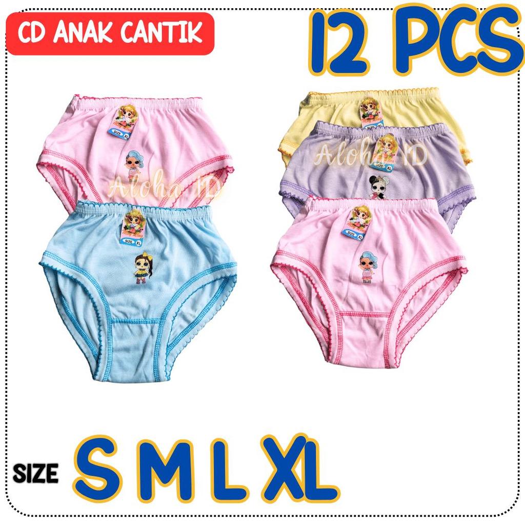 12 PCS CD ANAK CEWEK CELANA DALAM ANAK PERMPUAN CD ANAK POLOS ADEM CANTIK