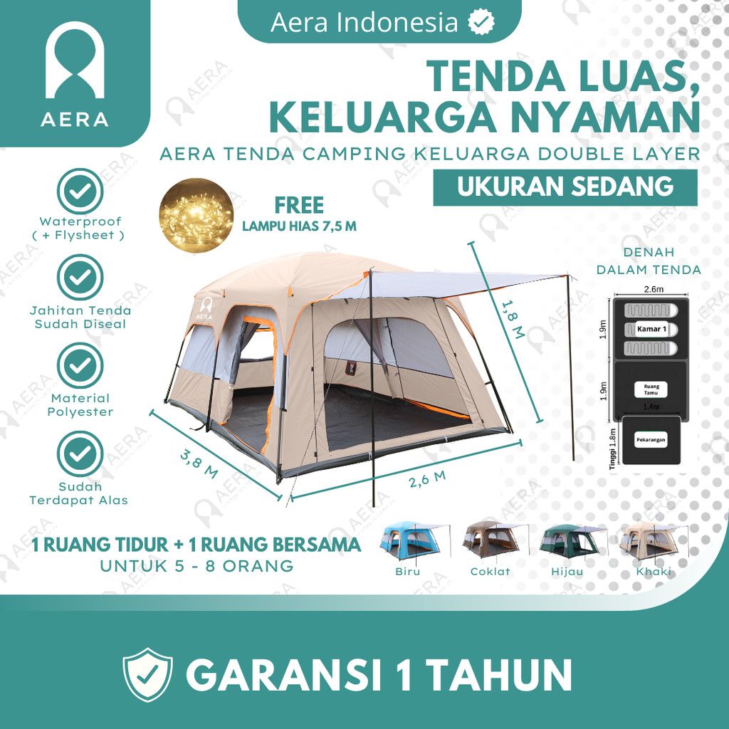 TENDA CAMPING KELUARGA 2 RUANG | TENDA CAMPING TENTASTIC OUTDOOR | TENDA KEMPING OUTDOOR 5-8 ORANG |