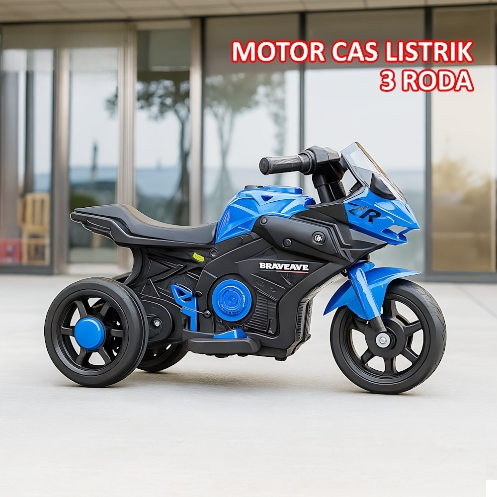 Mainan Motor Aki Anak 3 Roda Aman Musik LED Keren Outdoor KT-5189 R.R BRAVE ARE