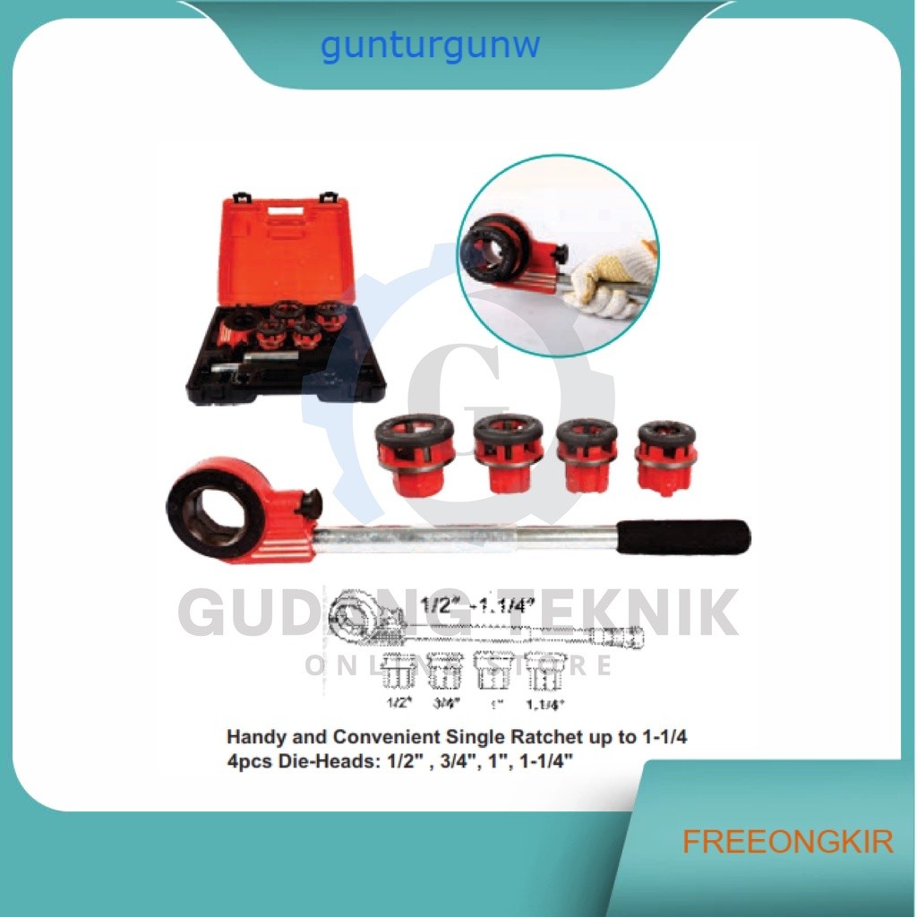 Alat Snai Pipa Set Ratchet Block 1/2" - 1.1/4" WIPRO SPR-1232 / Alat Drat Pipa 1/2 Inch - 1.1/4 Inch