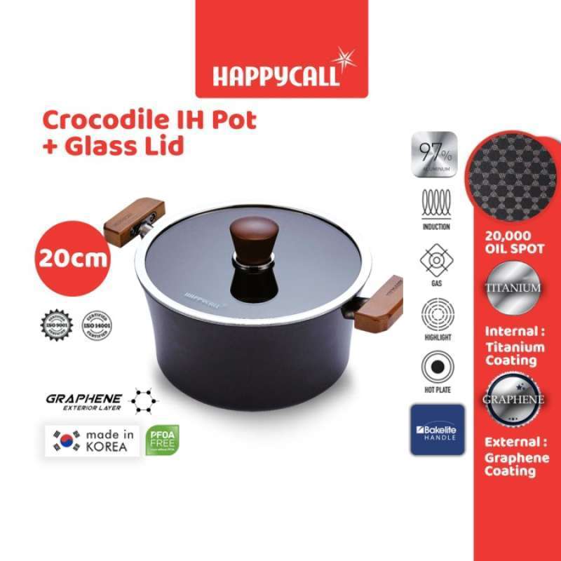 Happycall Crocodile IH Pot 20 CM + Glass Lid