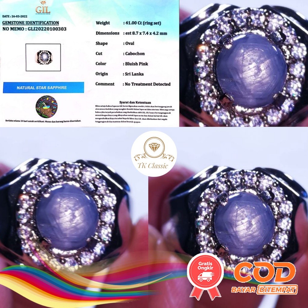 NATURAL BATU PERMATA BLUE STAR SAPPHIRE SRILANKA CEYLON NTD BIRU INCLUDE MEMO GIL GEMS LAB