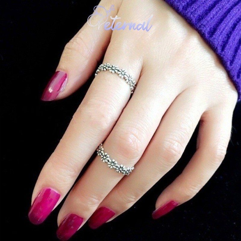 Eternal Cincin daisy hitam perak Thailand vintage lapis perak S925